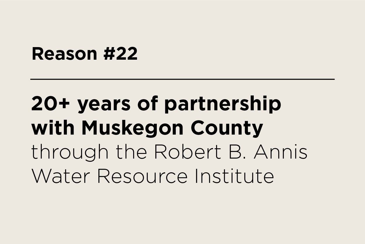 20+ years of partnership with Muskegon County through the Robert B. Annis Water Resources Institute